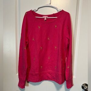 Lilly Pulitzer Bright Pink gold flamingo pullover